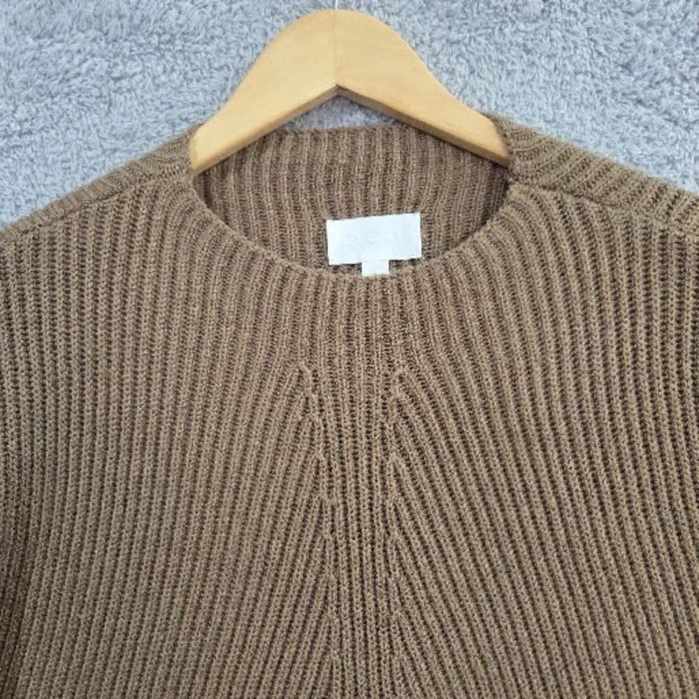 Women's Chunky Knit Drop Shoulder Pullover Sweater Large Brown Tan Neutral - Picture 7 of 9